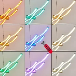 hofstein Suspension Gamsen LED Acier brossé, 3 lumières, Télécommandes, Changeur de couleurs