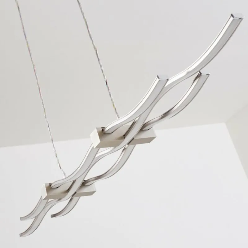 hofstein Suspension Gamsen LED Acier brossé, 3 lumières, Télécommandes, Changeur de couleurs