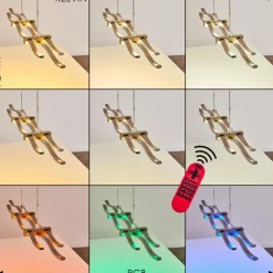 hofstein Suspension Gamsen LED Acier brossé, 3 lumières, Télécommandes, Changeur de couleurs