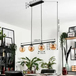 hofstein Suspension Gastor Ambre, 4 lumières