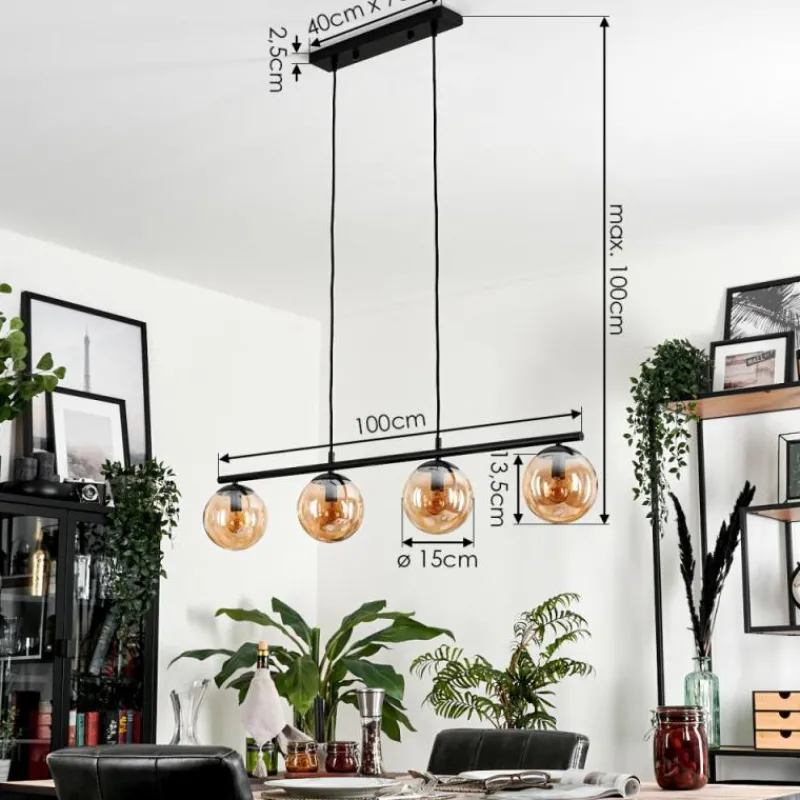 hofstein Suspension Gastor Ambre, 4 lumières