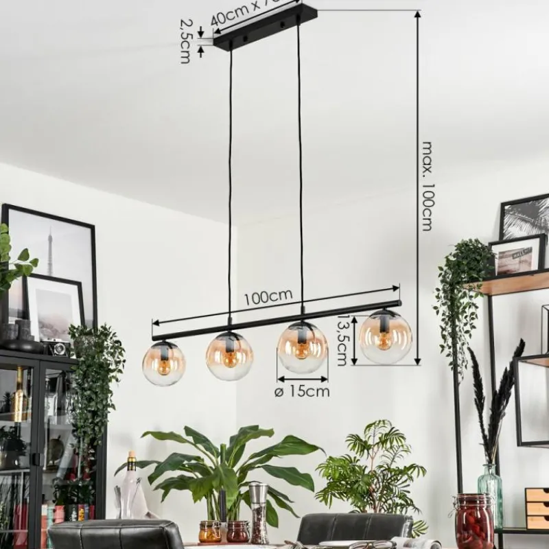 hofstein Suspension Gastor Ambre, Clair, 4 lumières