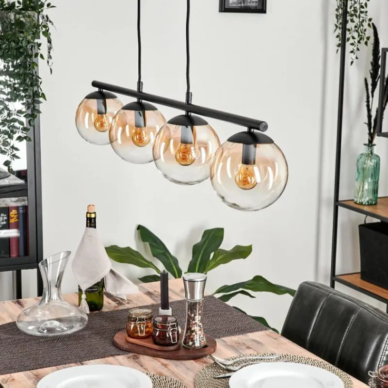 hofstein Suspension Gastor Ambre, Clair, 4 lumières