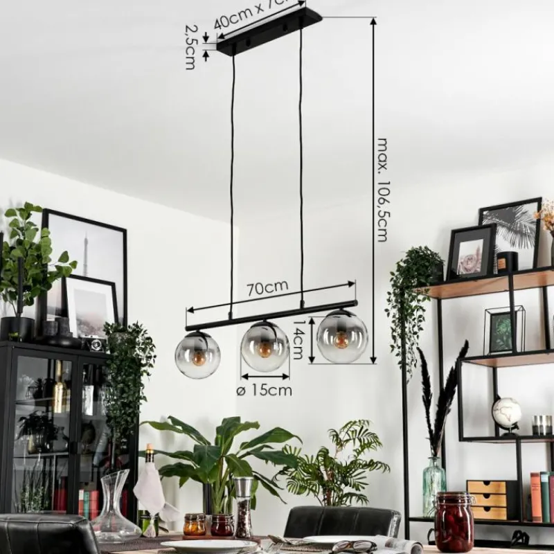 hofstein Suspension Gastor Clair, Fumé, 3 lumières