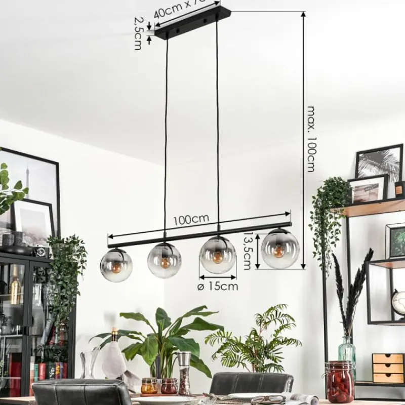 hofstein Suspension Gastor Clair, Fumé, 4 lumières