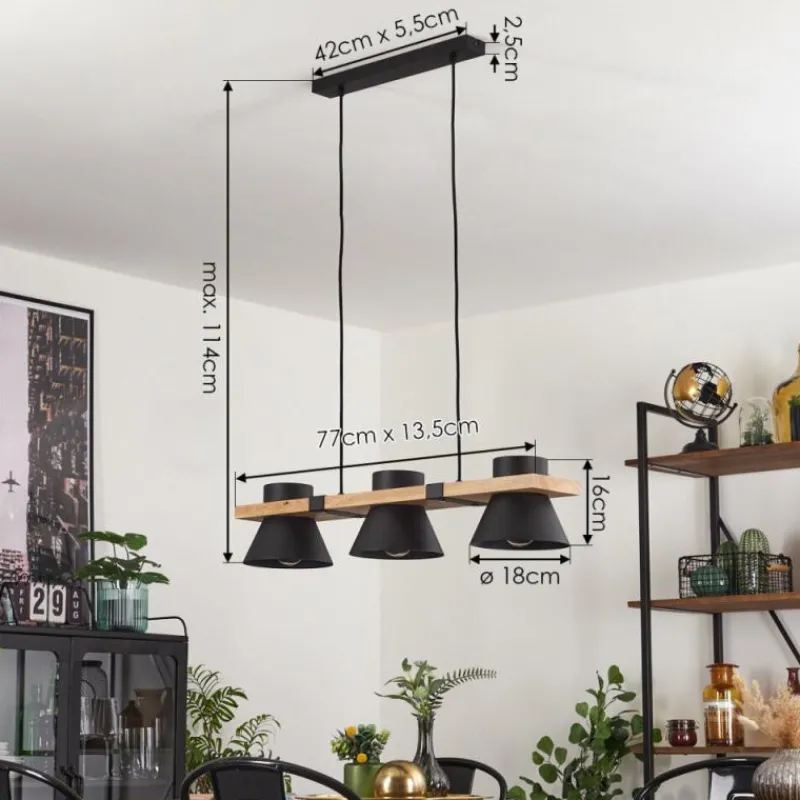 hofstein Suspension Gatangachi Noir, 3 lumières