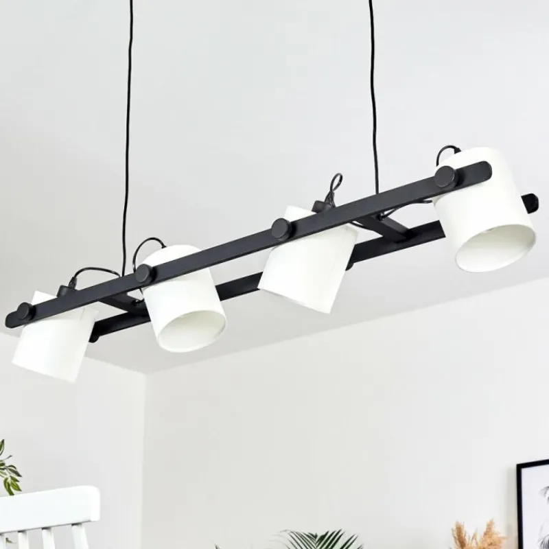 Lampes En Tissu-hofstein Suspension Gibraltar Noir, 4 lumières