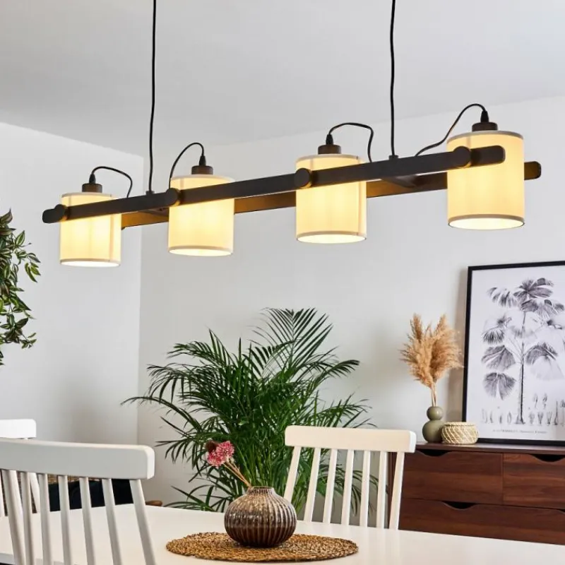 Lampes En Tissu-hofstein Suspension Gibraltar Noir, 4 lumières
