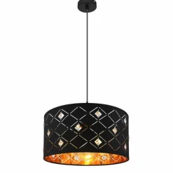 Lampes En Tissu-Luminaires Globo Lighting Suspension Globo ABBEY Noir, 1 lumière