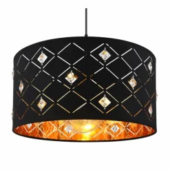 Lampes En Tissu-Luminaires Globo Lighting Suspension Globo ABBEY Noir, 1 lumière