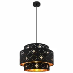 Lampes En Tissu-Luminaires Globo Lighting Suspension Globo ABBEY Noir, 1 lumière