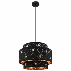 Lampes En Tissu-Luminaires Globo Lighting Suspension Globo ABBEY Noir, 1 lumière
