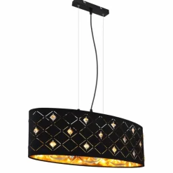 Lampes En Tissu-Luminaires Globo Lighting Suspension Globo ABBEY Noir, 3 lumières