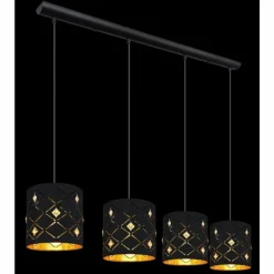 Lampes En Tissu-Luminaires Globo Lighting Suspension Globo ABBEY Noir, 4 lumières