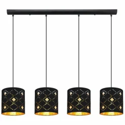 Lampes En Tissu-Luminaires Globo Lighting Suspension Globo ABBEY Noir, 4 lumières