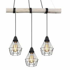 Luminaires Scandinaves-Luminaires Globo Lighting Suspension Globo ADA Bois clair, Noir, 4 lumières