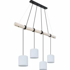 Luminaires Scandinaves-Luminaires Globo Lighting Suspension Globo ADA Bois clair, Noir, 4 lumières