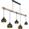 Luminaires Scandinaves-Luminaires Globo Lighting Suspension Globo ADAJA Bois clair, Noir, 5 lumières