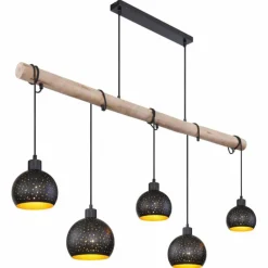 Luminaires Scandinaves-Luminaires Globo Lighting Suspension Globo ADAJA Bois clair, Noir, 5 lumières