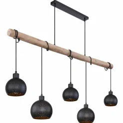 Luminaires Scandinaves-Luminaires Globo Lighting Suspension Globo ADAJA Bois clair, Noir, 5 lumières