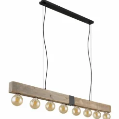 Lampes En Bois-Luminaires Globo Lighting Suspension Globo ADALIE Écru, Noir, 8 lumières