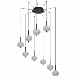 Luminaires Globo Lighting Suspension Globo AIDA LED Noir, 9 lumières* Suspensions