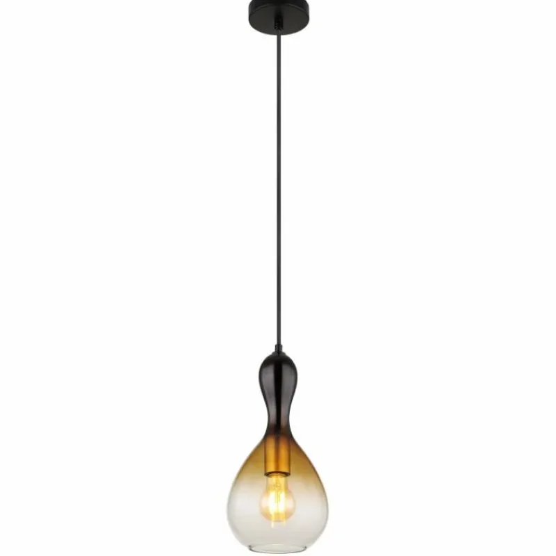 Suspension Verre Fumé-Luminaires Globo Lighting Suspension Globo ALADDIN Noir, 1 lumière