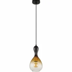 Suspension Verre Fumé-Luminaires Globo Lighting Suspension Globo ALADDIN Noir, 1 lumière