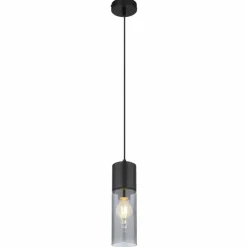 Suspension Verre Fumé-Luminaires Globo Lighting Suspension Globo ANNIKA Noir, 1 lumière