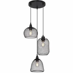 Lampes Industrielles-Luminaires Globo Lighting Suspension Globo ANYA Noir, 3 lumières