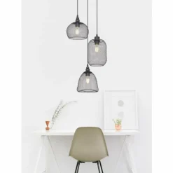 Lampes Industrielles-Luminaires Globo Lighting Suspension Globo ANYA Noir, 3 lumières