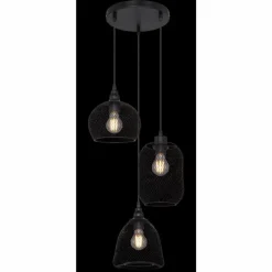 Lampes Industrielles-Luminaires Globo Lighting Suspension Globo ANYA Noir, 3 lumières