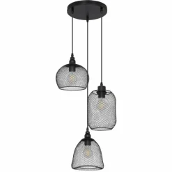 Lampes Industrielles-Luminaires Globo Lighting Suspension Globo ANYA Noir, 3 lumières