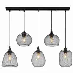 Lampes Industrielles-Luminaires Globo Lighting Suspension Globo ANYA Noir, 5 lumières