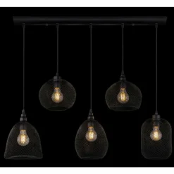 Lampes Industrielles-Luminaires Globo Lighting Suspension Globo ANYA Noir, 5 lumières
