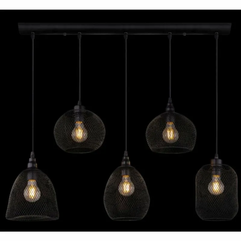 Lampes Industrielles-Luminaires Globo Lighting Suspension Globo ANYA Noir, 5 lumières