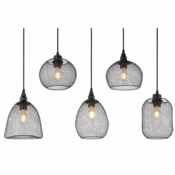 Lampes Industrielles-Luminaires Globo Lighting Suspension Globo ANYA Noir, 5 lumières