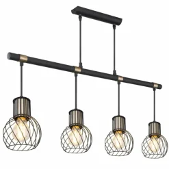 Lampes Dorées-Luminaires Globo Lighting Suspension Globo ARGUSTO Noir, 4 lumières