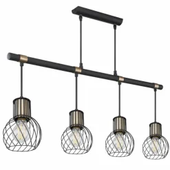 Lampes Dorées-Luminaires Globo Lighting Suspension Globo ARGUSTO Noir, 4 lumières