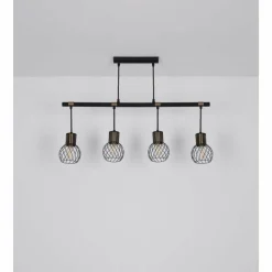 Lampes Dorées-Luminaires Globo Lighting Suspension Globo ARGUSTO Noir, 4 lumières