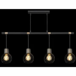 Lampes Dorées-Luminaires Globo Lighting Suspension Globo ARGUSTO Noir, 4 lumières