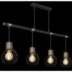 Lampes Dorées-Luminaires Globo Lighting Suspension Globo ARGUSTO Noir, 4 lumières