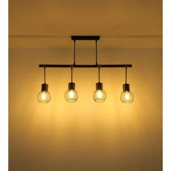 Lampes Dorées-Luminaires Globo Lighting Suspension Globo ARGUSTO Noir, 4 lumières