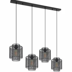 Luminaires Globo Lighting Suspension Globo AUGUSTIN Noir, 4 lumières* Suspensions