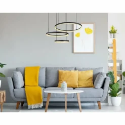 Luminaires Globo Lighting Suspension Globo AUGUSTO LED Or, Noir, 2 lumières, Télécommandes, Changeur de couleurs