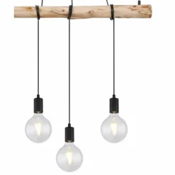 Luminaires Scandinaves-Luminaires Globo Lighting Suspension Globo AUSTON Bois clair, Noir, 4 lumières