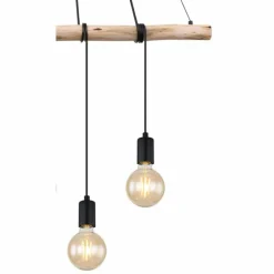 Style Boho-Chic-Luminaires Globo Lighting Suspension Globo AUSTON Bois clair, Noir, 4 lumières