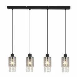 Suspension Verre Fumé-Luminaires Globo Lighting Suspension Globo BACKEY Noir, 4 lumières