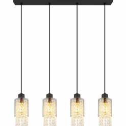 Suspension Verre Fumé-Luminaires Globo Lighting Suspension Globo BACKEY Noir, 4 lumières
