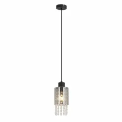Suspension Verre Fumé-Luminaires Globo Lighting Suspension Globo BACKEY Noir, 1 lumière
